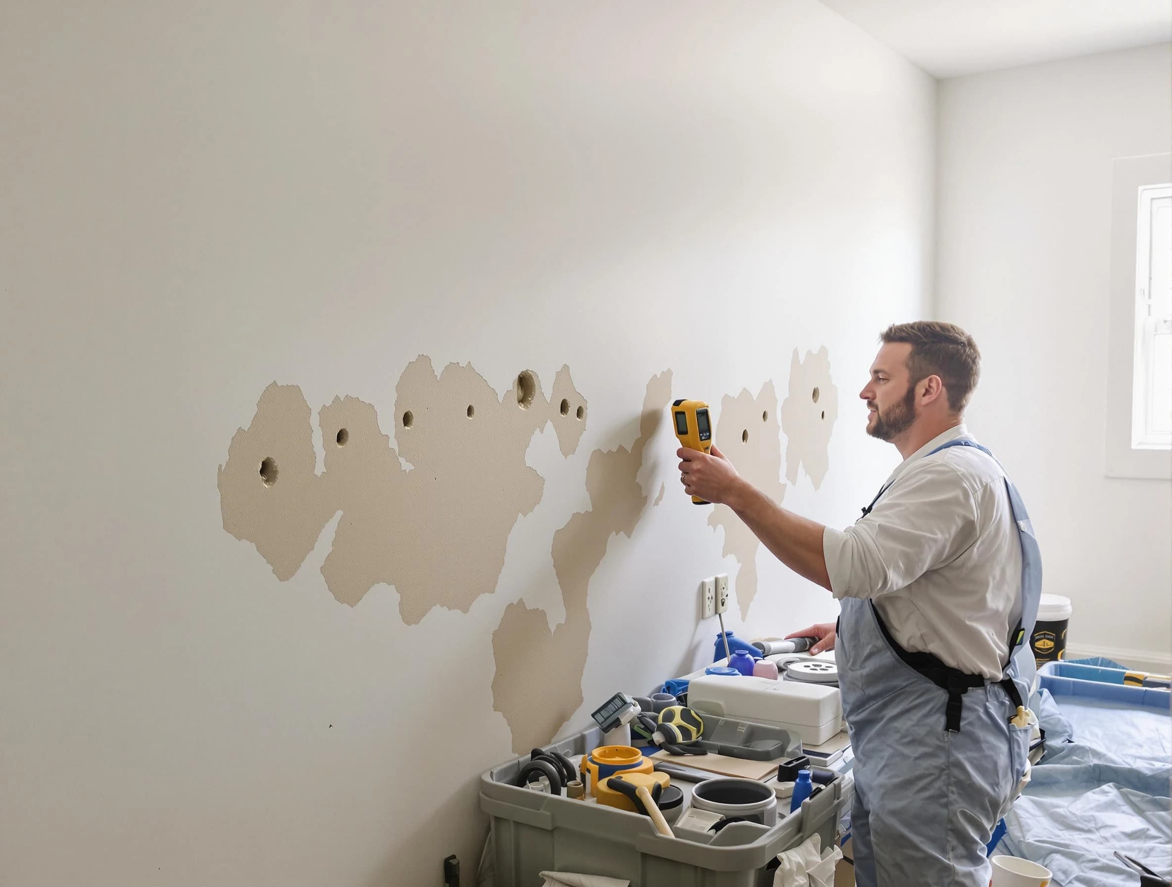 Westlake House Painters repairing damaged drywall in Westlake