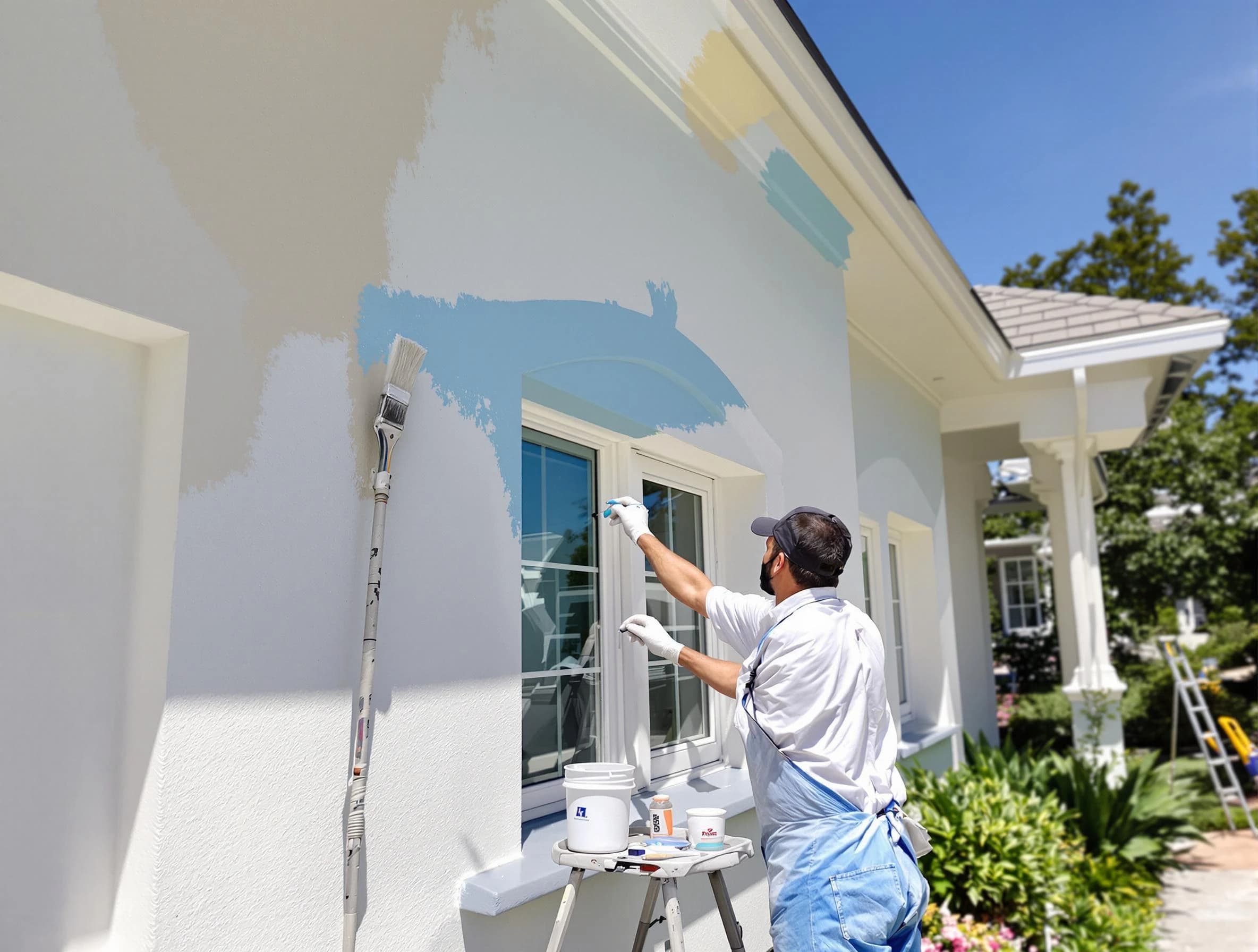 Westlake House Painters professional painting the exterior of a house in Westlake, OH