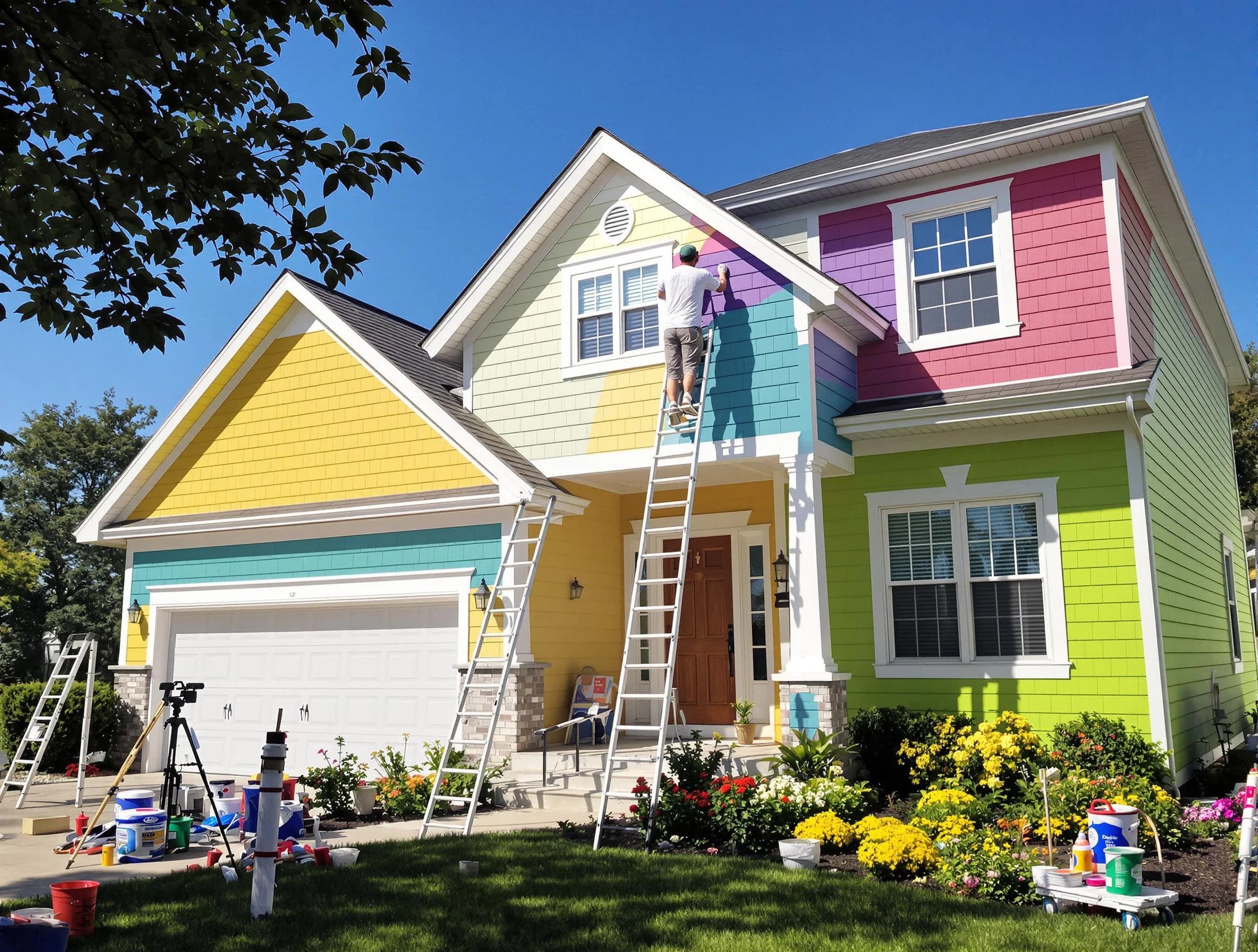 Westlake House Painters professionals painting a home exterior in Westlake, OH