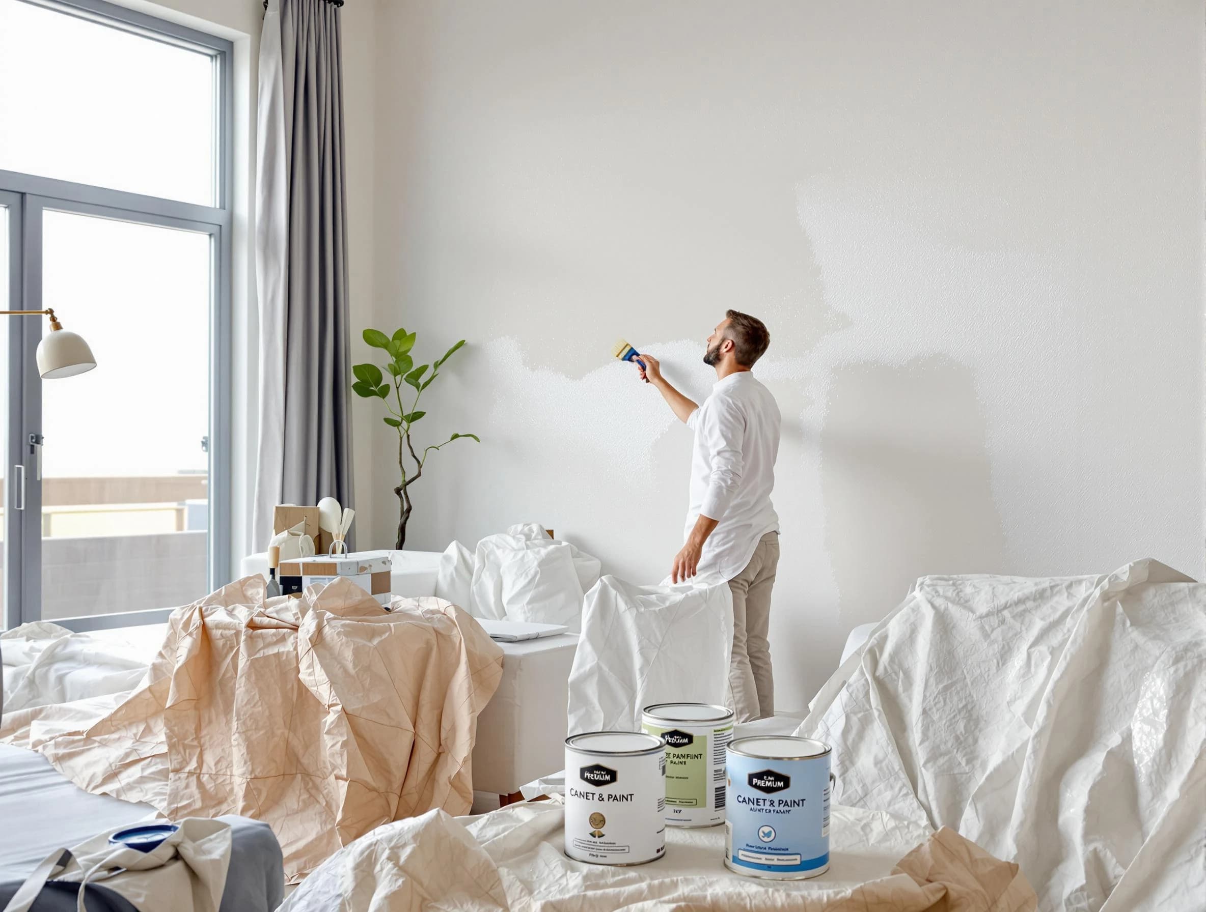 Westlake House Painters team carefully painting an interior wall in Westlake, OH