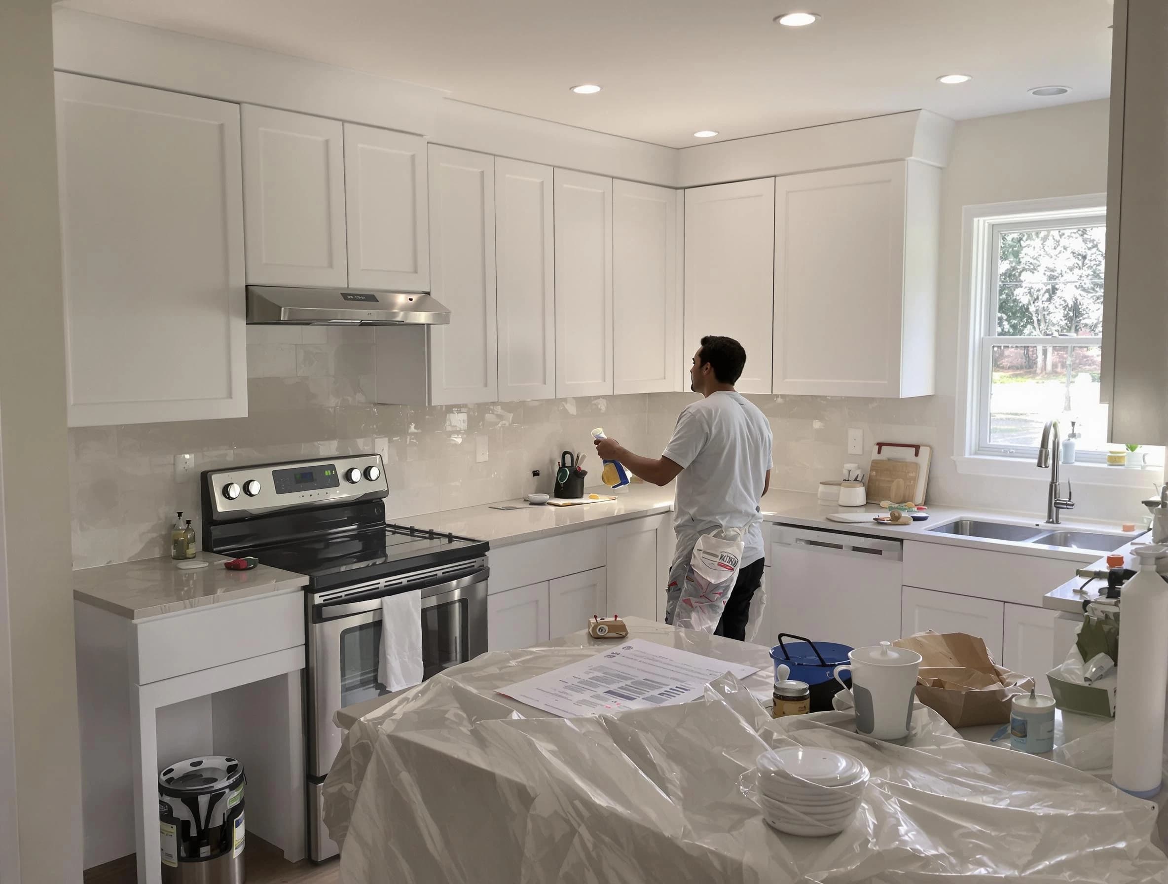 Westlake House Painters performing detailed kitchen painting in Westlake